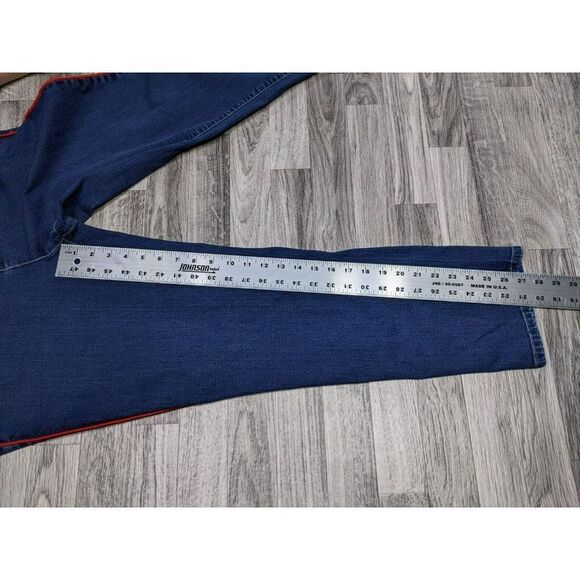 (3/$35) Charter Club Plus Sz 18 Short Red Stripes Lexington Straight Blue Jeans - Picture 10 of 12